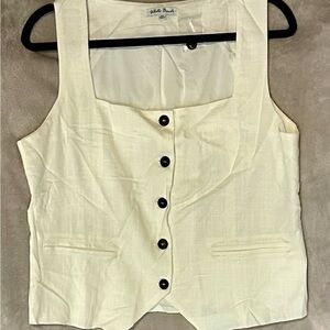 White Birch Cream Sleeveless Button-Down Vest